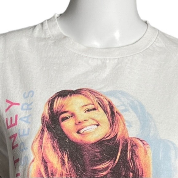 Britney Spears Shirt Womens Medium White Graphic Tee T-Shirt Plain Back 90s Y2K - Picture 4 of 6